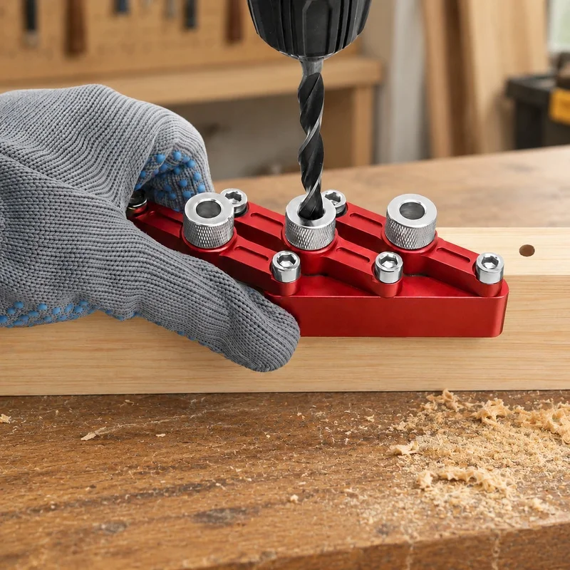 Precision Wood Doweling Jig with Self-Centering Locator and Drill Bushings for Accurate Joint Assembly, Fits 3-10mm Bits