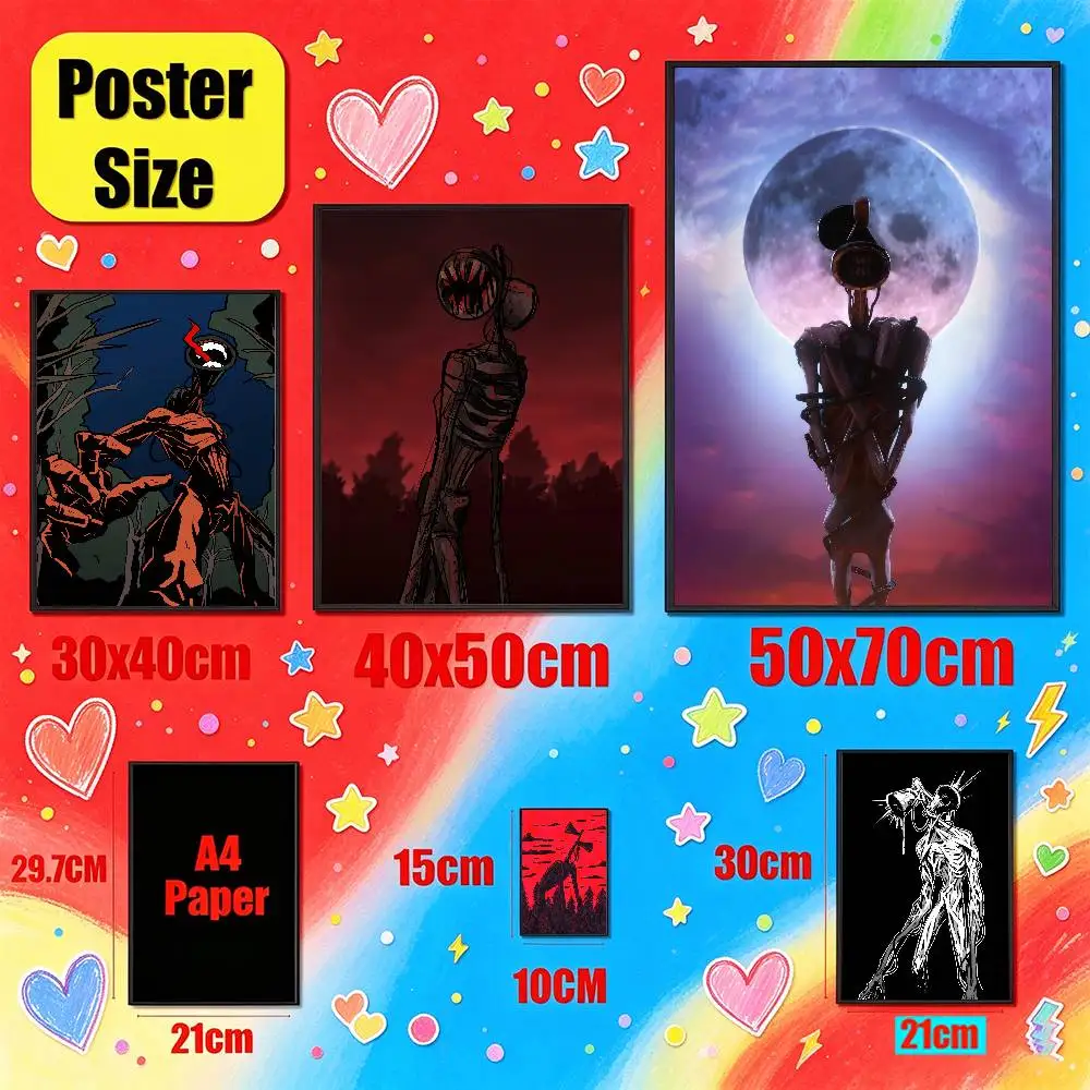 For Creepypasta Siren Head Poster Cover Wall Sticker Bedroom Custom Self-adhesive Decoration Fans Playbill
