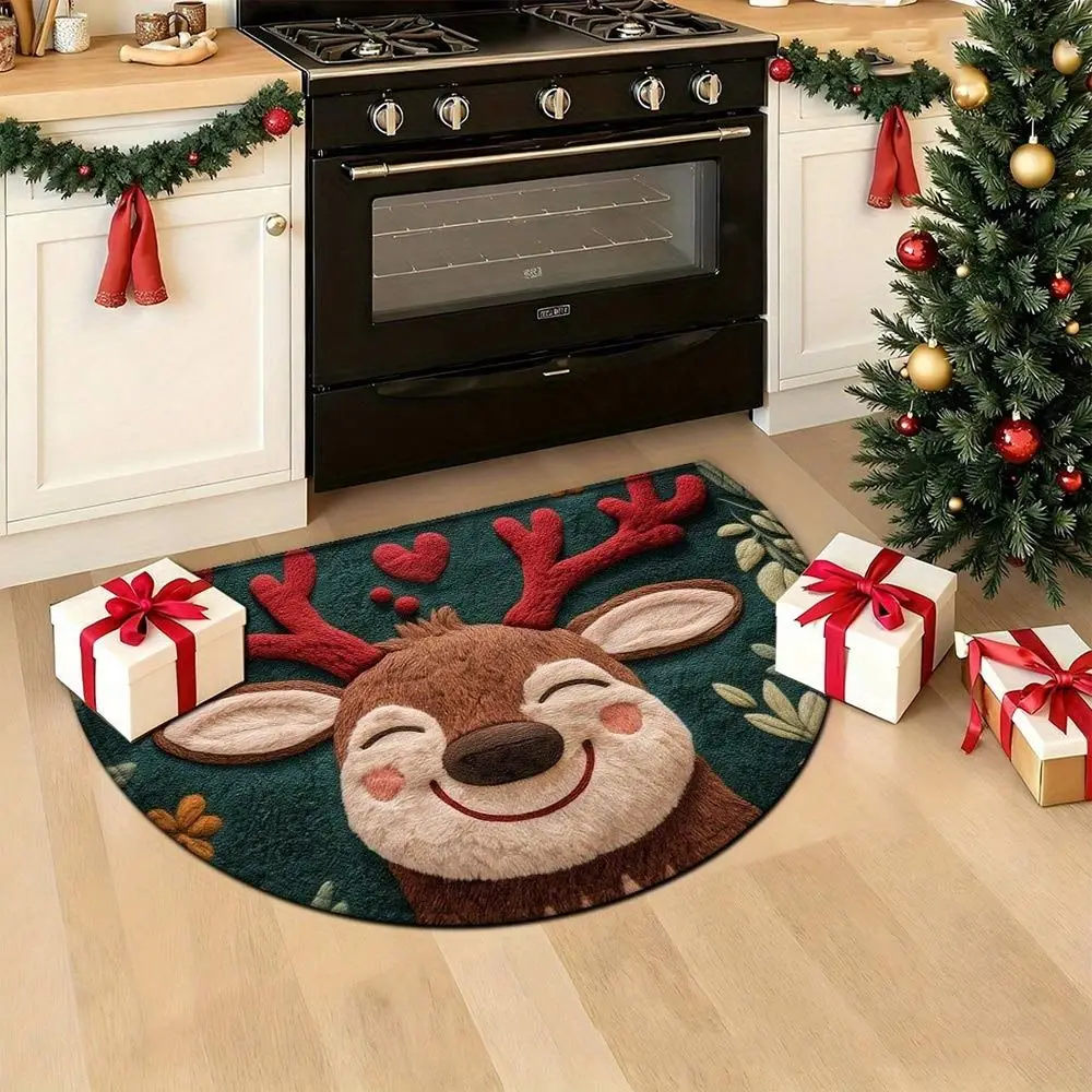Water-absorbing Christmas Door Mat Gingerbread Man Pattern Santa Claus Design Bathroom Mat Christmas Decor Anti-slip Pad