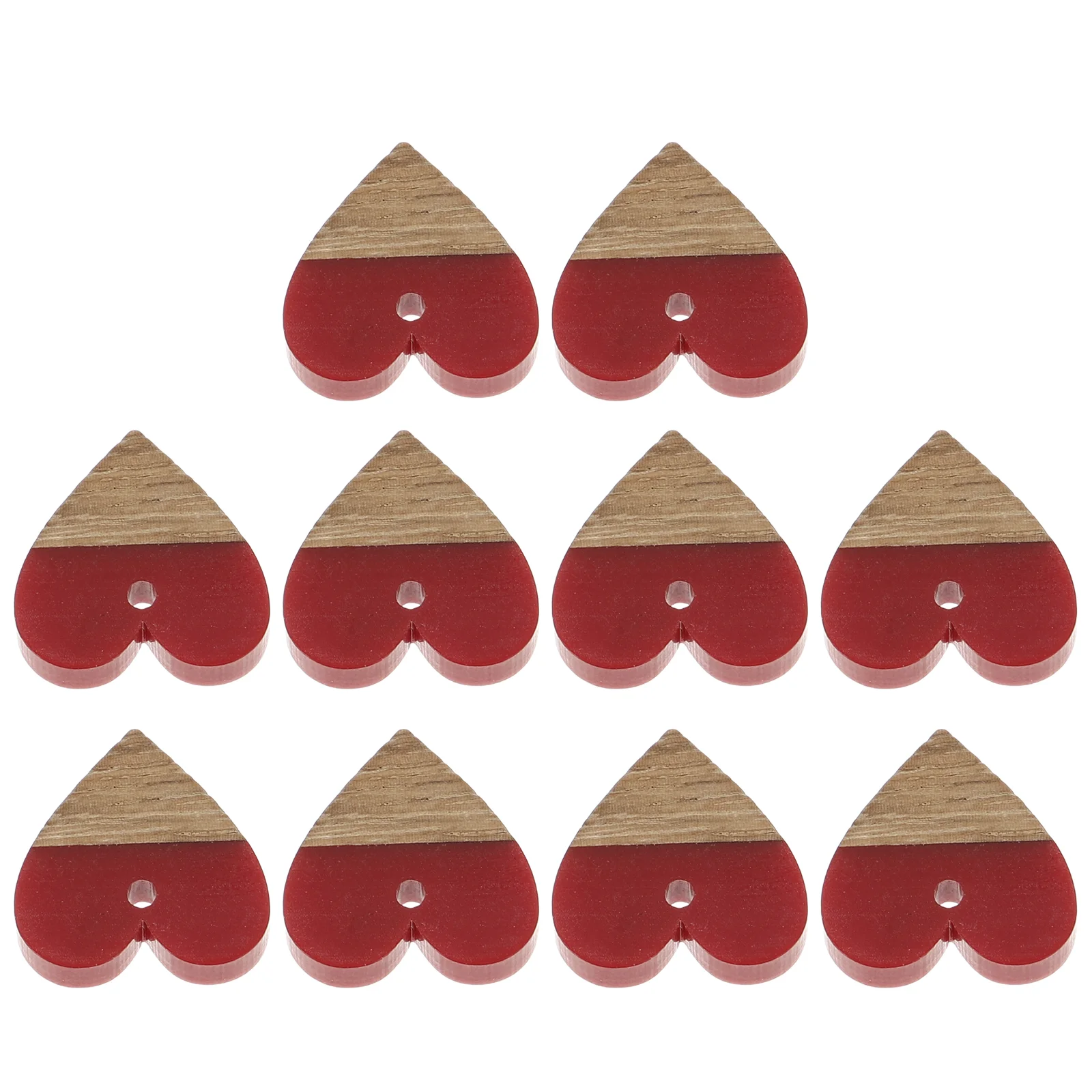 

10 Pcs Decorations Wood Resin Pendant Heart Keychain Charms 180X170X050CM Wooden for Crafts Earrings Accessories