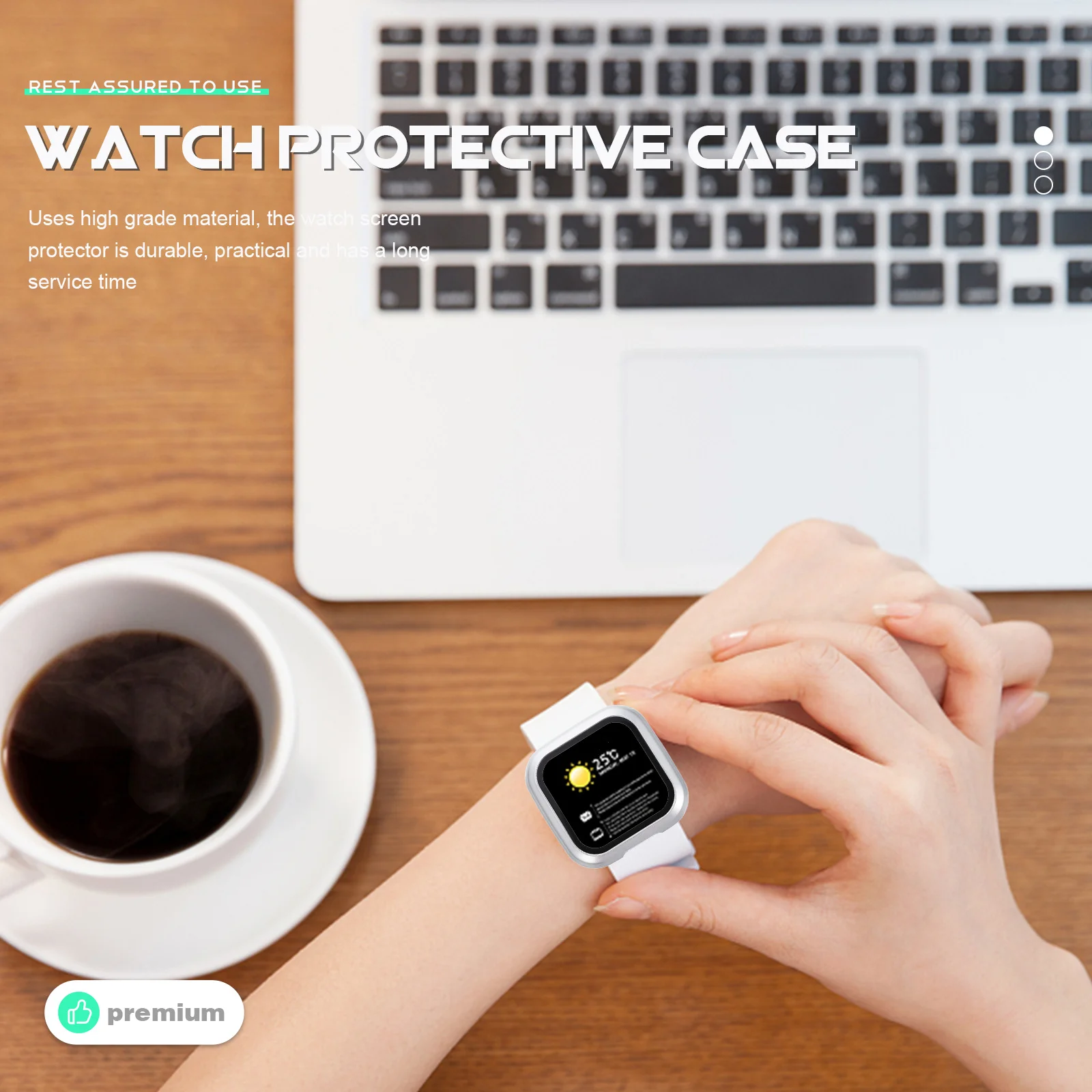 

2Pcs Scratch Proof Watch Screen Protector Hard Pc Case Tempered Glass Protective Watch Case Cover Smartwatch Shell