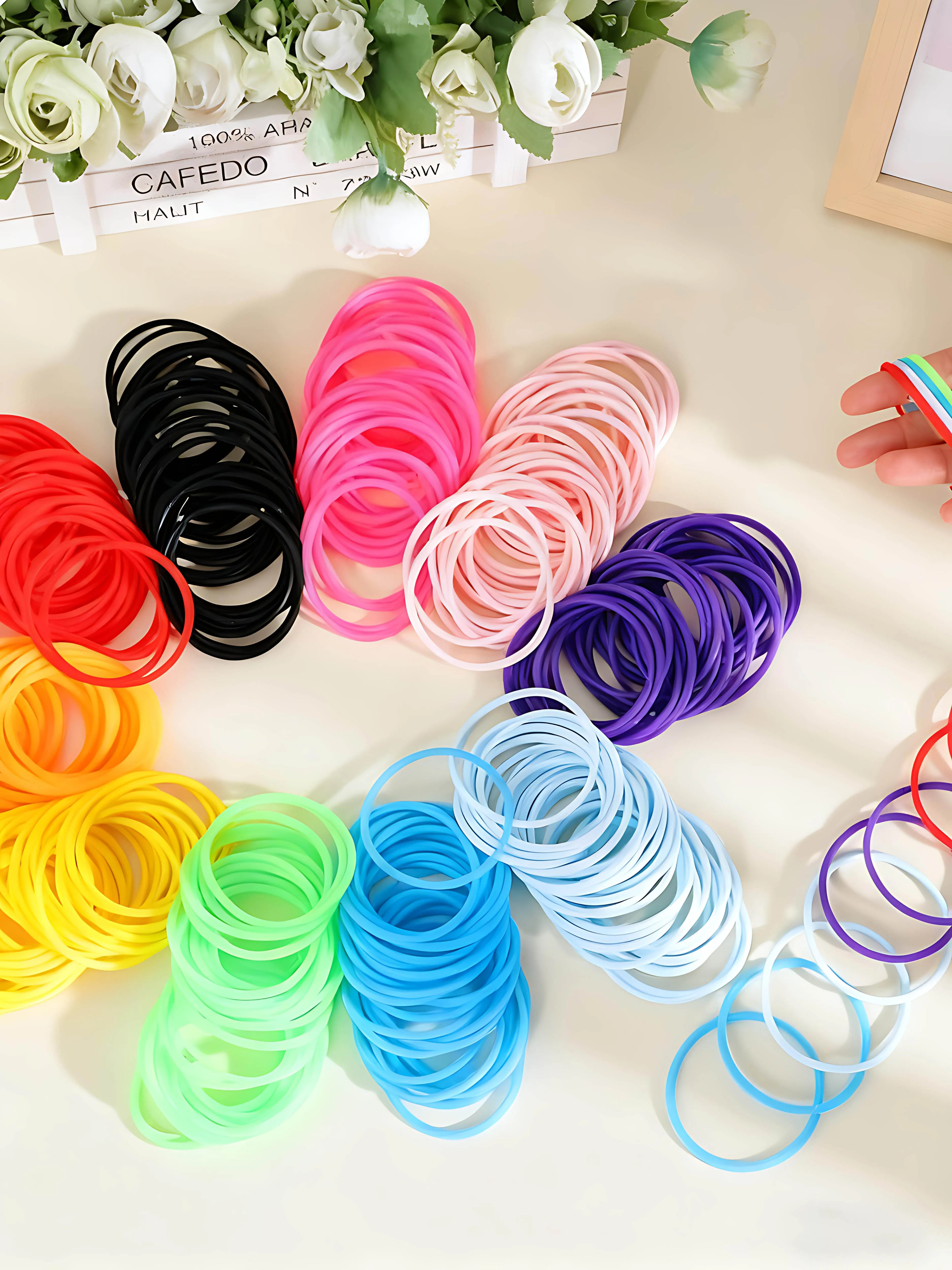 30 Piece Rainbow Shining Neon Jelly Bracelet, Retro Wristband, Women's Headband