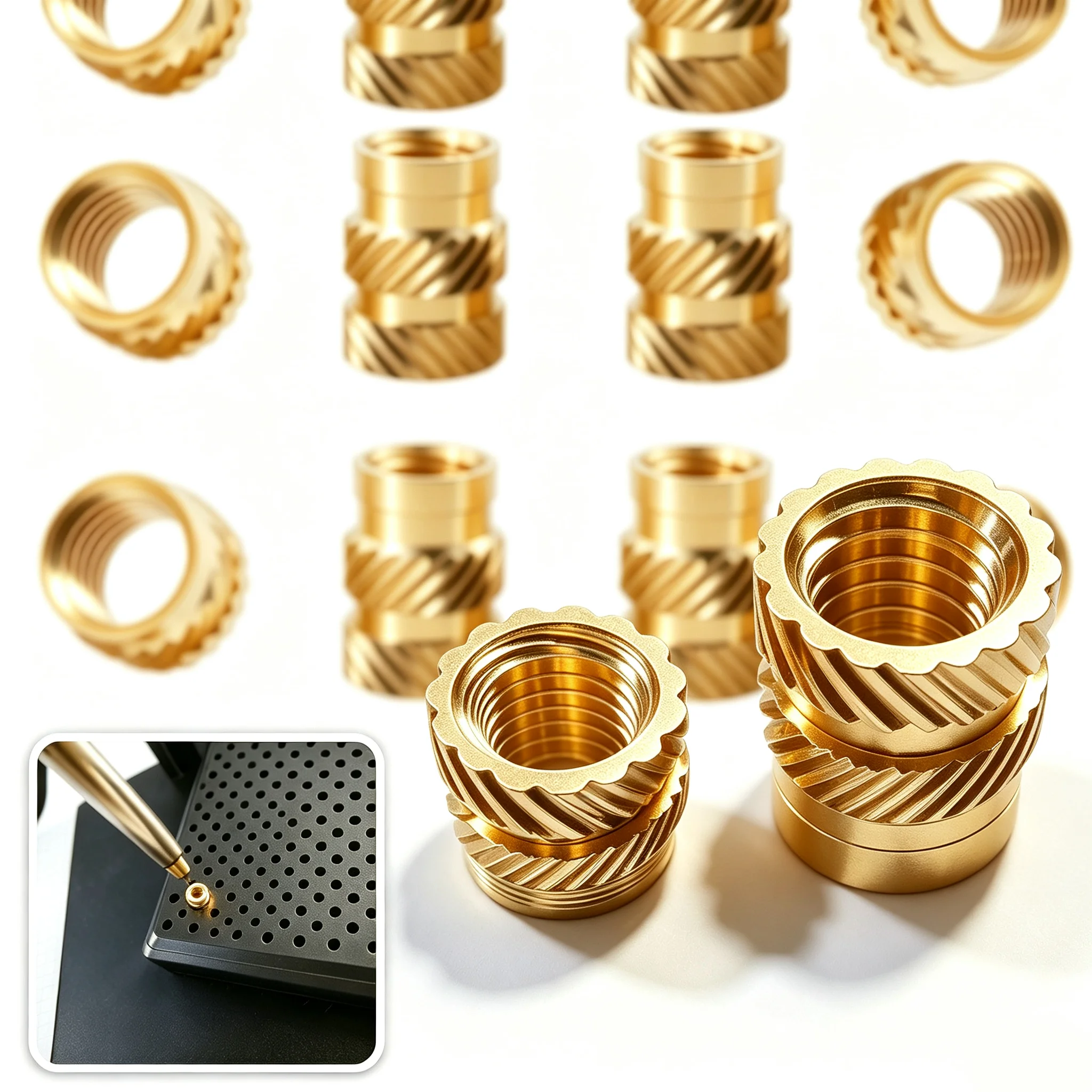 900/200Pcs Threaded Inserts Brass Heat Set Knurled Nuts M3 3D Printing Components High-Tensile Strength for Plastic PLA PETG ABS