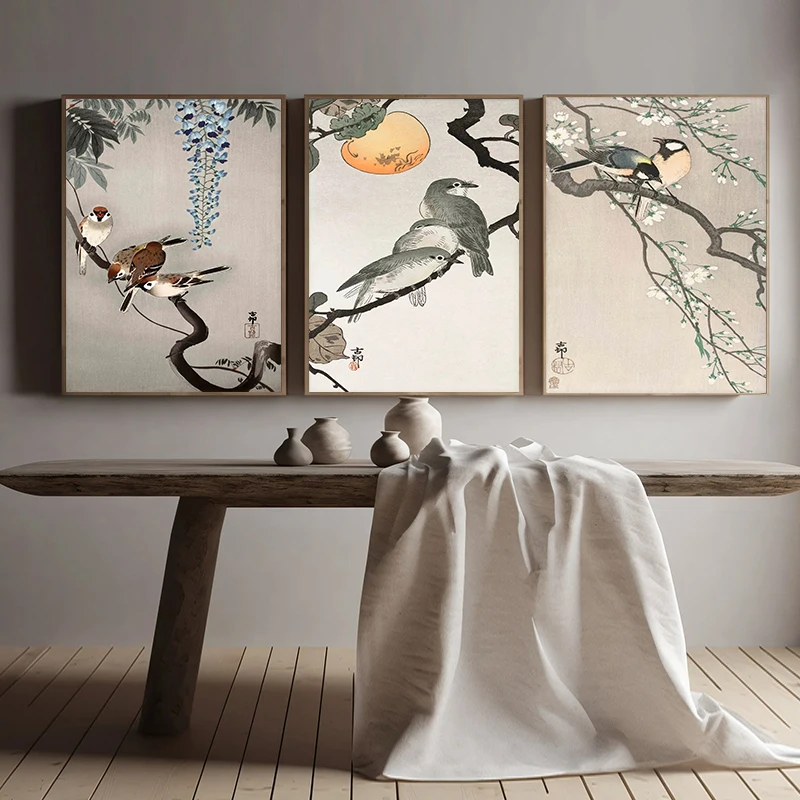 Botanical Bird Vintage Series Poster Print Canvas Painting Pictures Home for Living Room and Bedroom Wall Modern Decor Framel