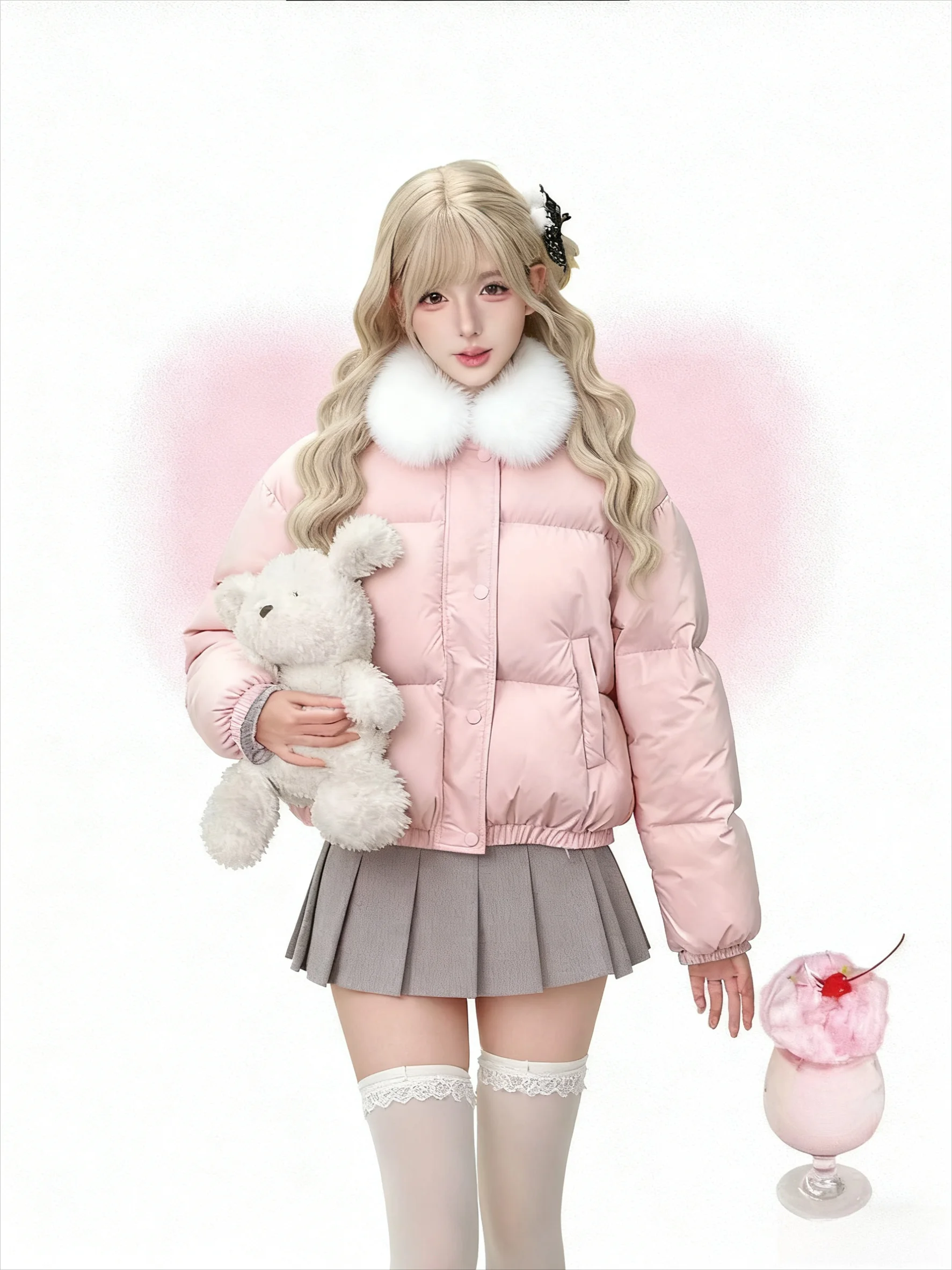 elegant Aesthetic Women's Coat Lady vintage Faux Fur Collar Hooded Thick Warm Hoodies Casual Jacket Outwear  winter fashion tops