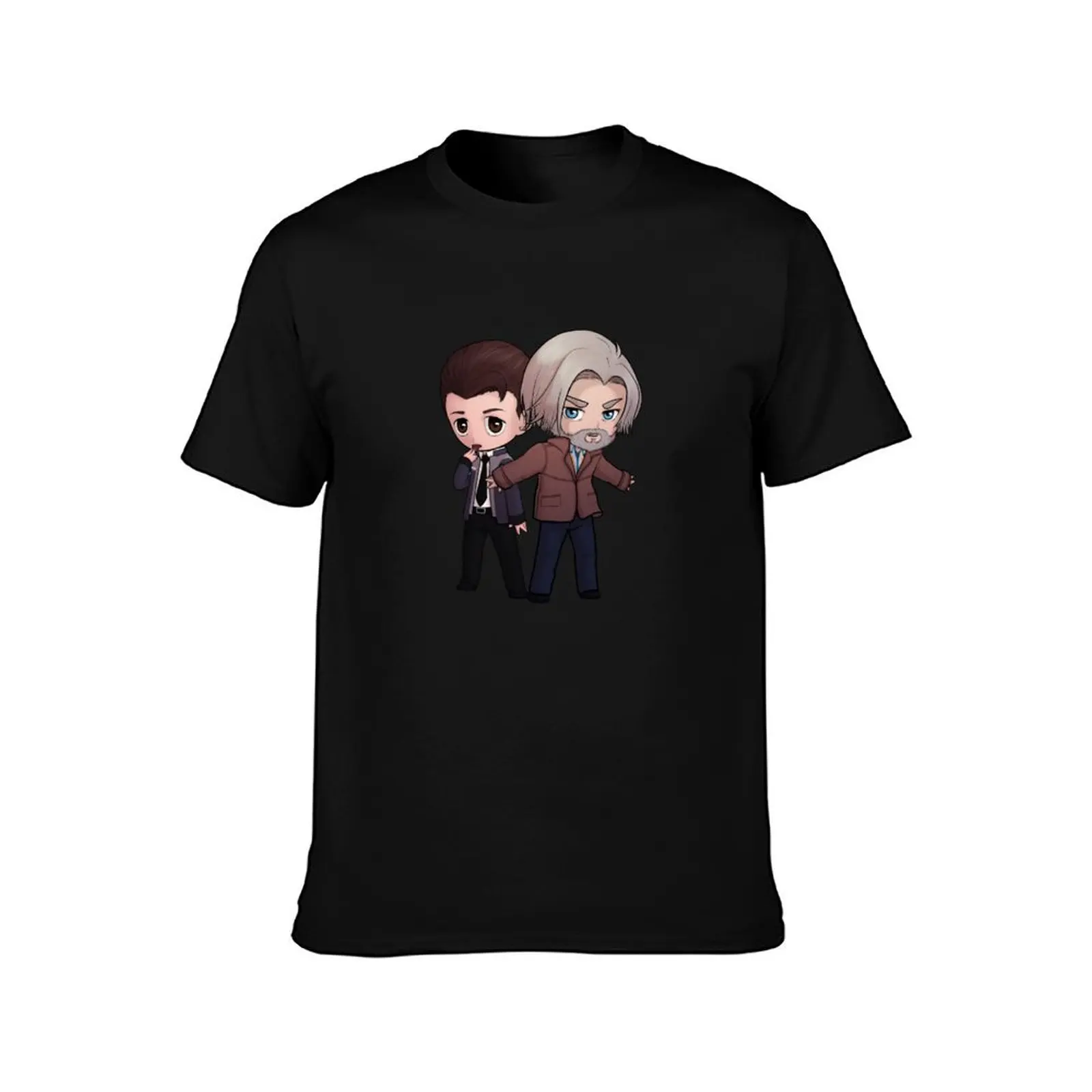 Chibi Hank & Connor T-Shirt Summer Casual Cotton Tee Oversized Streetwear Tops Vintage Graphic Print Loose Fit Short Sleeve