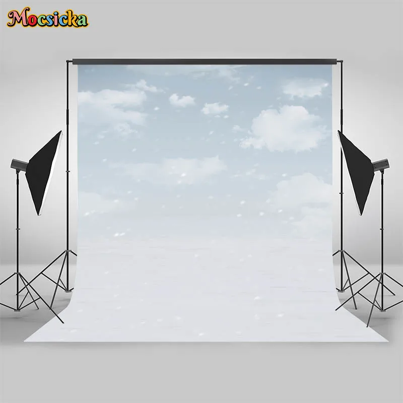 Mocsicka Photography Background Blue Sky Blank Clouds Party Decoration Baby Shower Portrait Photo Shoot Studio Banner Poster