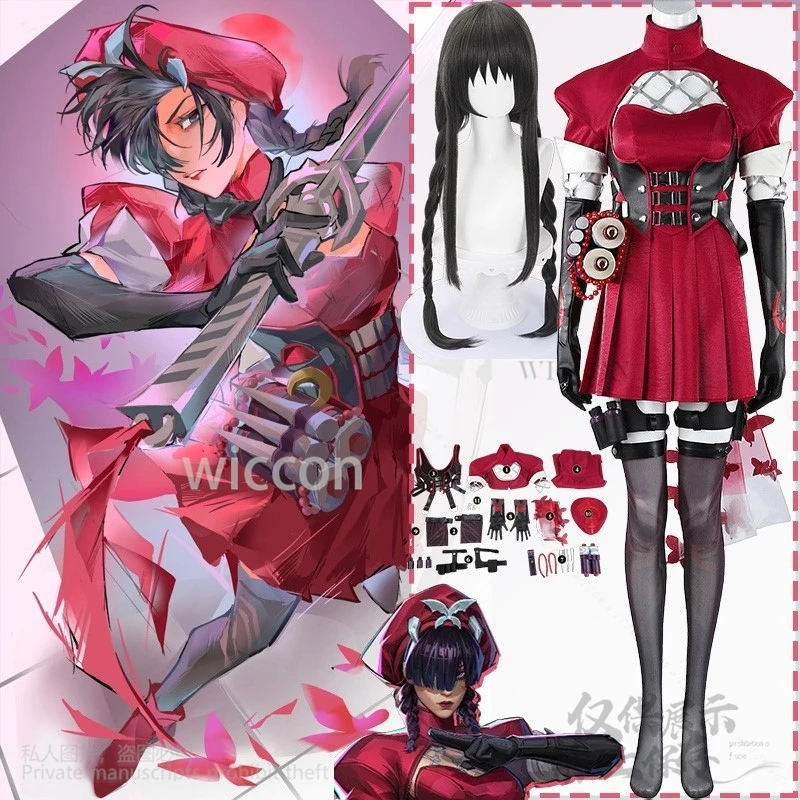 أنيمي لعبة المنافسين أنيمي Psylocke Betsy Braddock زي فستان جديد الدعاوى الحمراء قبعة الدعائم الباروكات لجميع القديسين عيد الميلاد مخصص