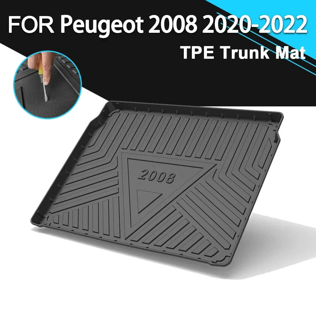 

Car Rear Trunk Cover Mat Non-Slip Waterproof Rubber TPE Cargo Liner Accessories For Peugeot 2008 2020-2022