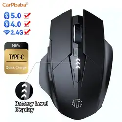 PM6 Wireless Mouse Rechargeable 2.4GHz USB Office Mute Bluetooth Mouse 6 High Effecient Buttons For PC Laptop Tablet Mobile