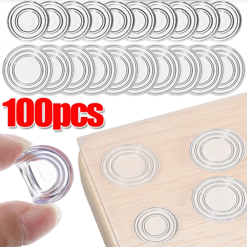 10-100pcs Round Shape Glass Table Non-slip Soft Grip Pad Transparent Silicon Rubber Fixed Tempered Glass Furniture Accessories