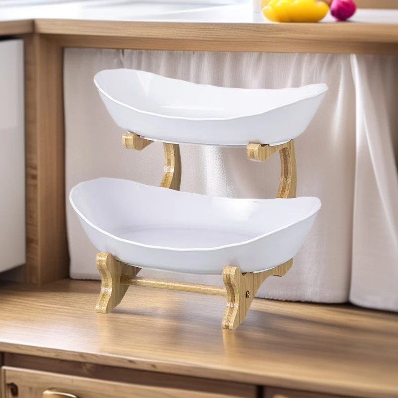 

Элегантная минималистичная многоярусная подставка для фруктов и конфет в гостиную, трехъярусная двухслойная пластиковая подставка-органайзер для фруктов