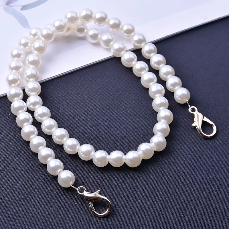 30/50/90cm Pearl Strap For Bag Handbag Shoulder Chain Handles Diy Purse Replacement Long Beaded Chain Bag Belt Straps Accessorie