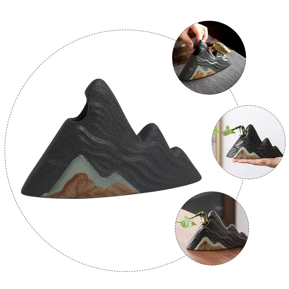

Vintage Home Decor Unique Desktop Vase Ceramic Container Indoor Black Mountain Modeling Adornment