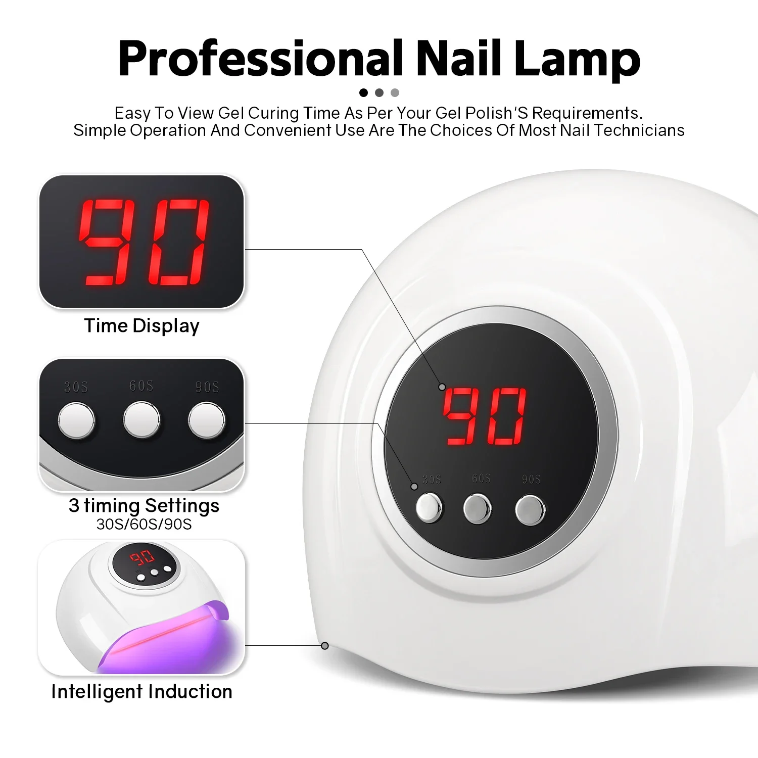 مصباح أظافر LED بالأشعة فوق البنفسجية مع مستشعر بالأشعة تحت الحمراء ، مصباح مانيكير سريع الجفاف ، آلة تجفيف الأظافر ، ضوء لأدوات تزيين الأظافر ، 24 مصباح ، 72 واط