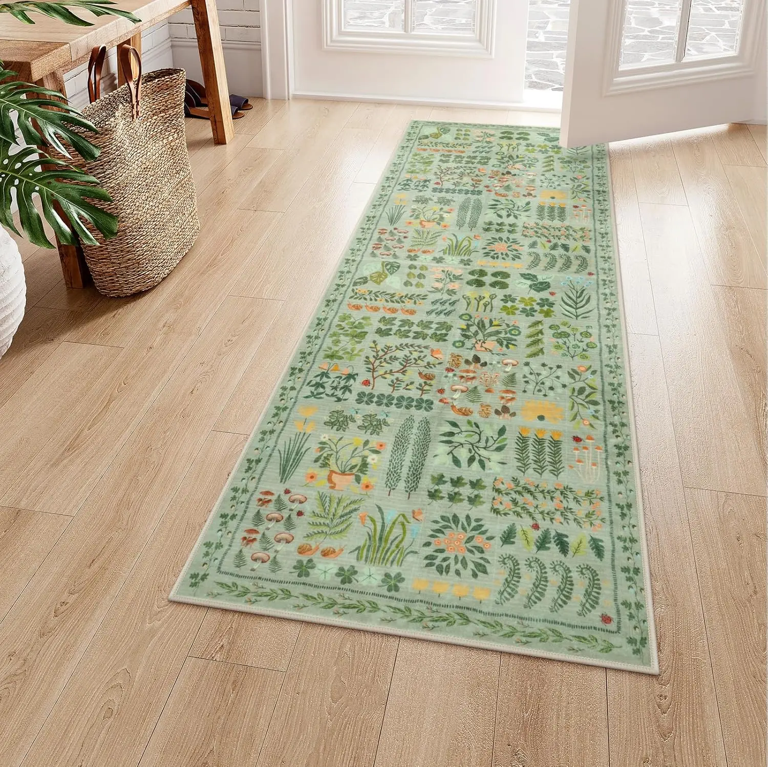 VIKAMA Spring-Like Faux Cashmere Washable Back Carpet, Corridor And Kitchen Door Mat, Anti-Slip Washable Home Decoration