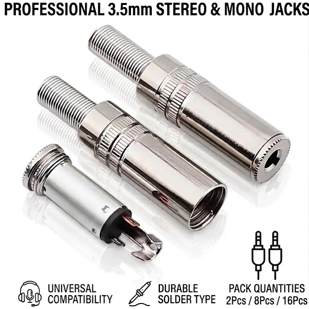Audio Plug 3.5mm Jack Socket Female Mono Stereo Solder Type Terminal Connector for Microphone Speaker