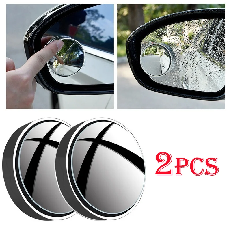 New 2 Pcs Car Suction Cup Mount Auxiliary Rearview Mirror 360 Degree Rotating Wide-angle Round Frame Blind Spot Mirror