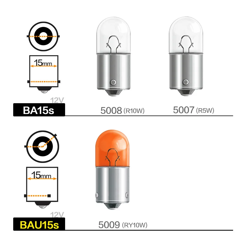Car Signal Lamp T16 OSRAM 12V R5W 5007/12821 R10W 5008/12814 RY10W 5009/12093 Interior Light Reading License plate Halogen Bulbs