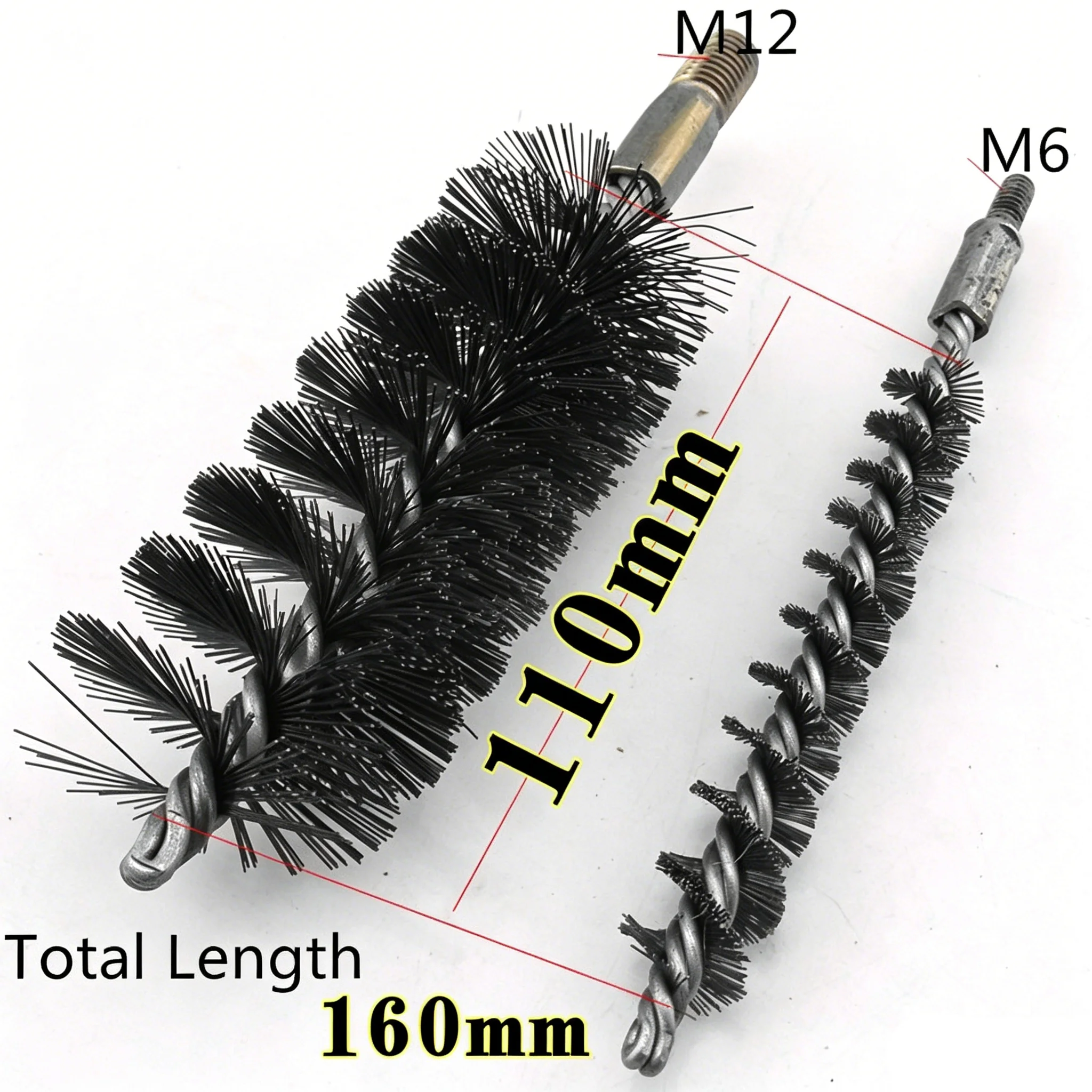 1Pc 55/60/65/70/75/80/85/90/100mm Diameter Steel Round Wire Tube Pipe Cleaning Rust Removal Brush Bristles 12mm Threaded