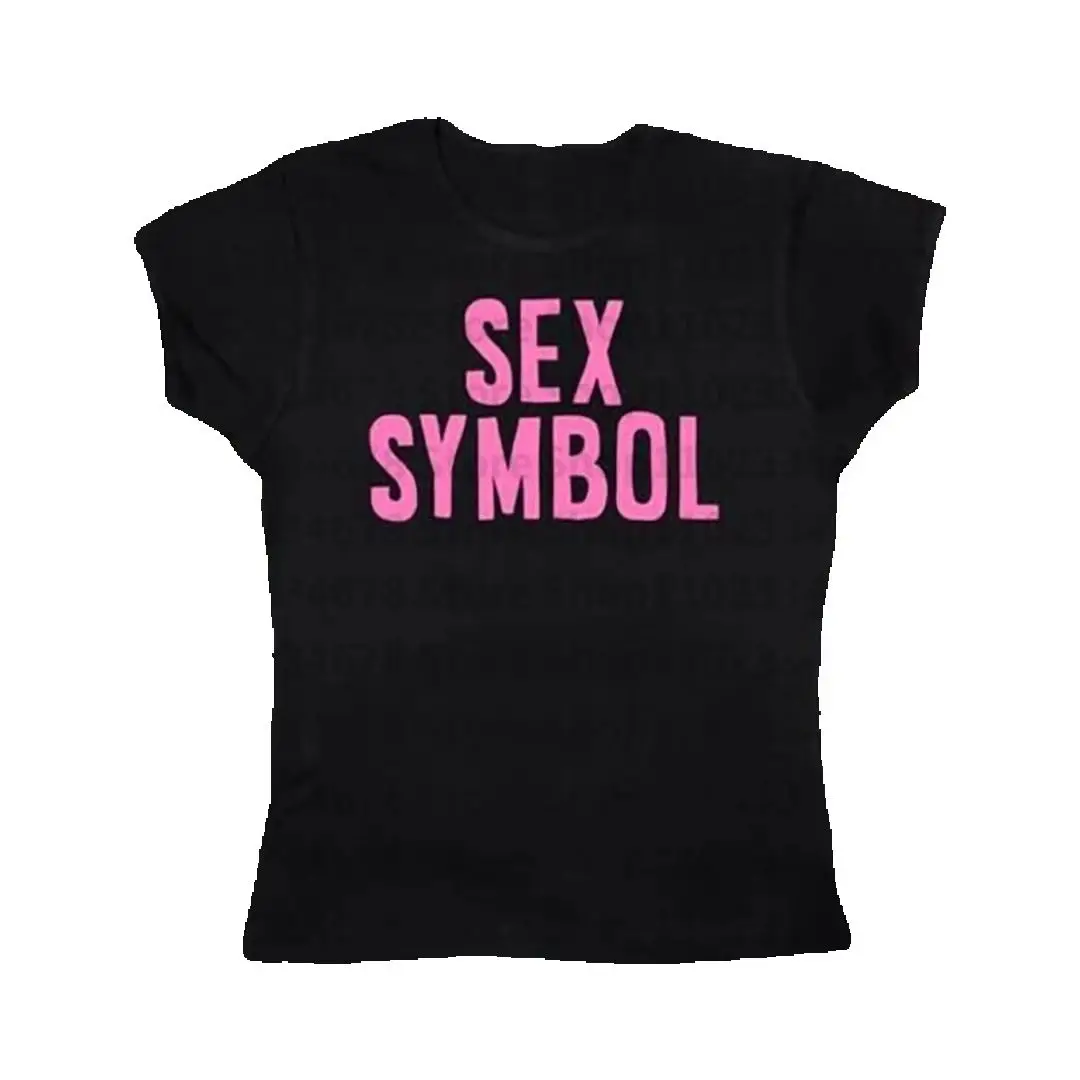 Sexy Symbol Letter Gothic Women T-shirt High Street Sexy Tees Harajuku Short Sleeve Fairy Grunge Skinny Y2k Clothes Crop Tops