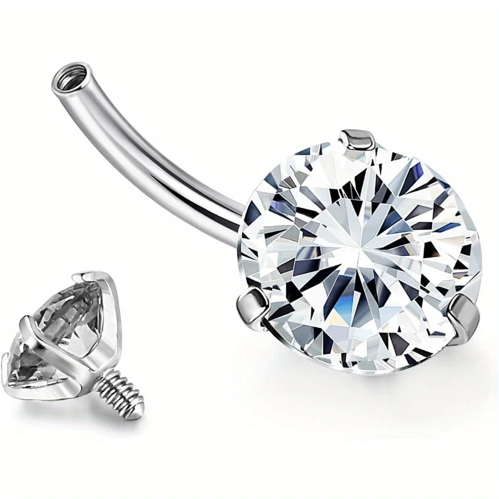 1 Pcs Belly Button Rings Designed for Both Women And Men Featuring 14G Rhinestone Crystals Stud for Navel Piercings Weighing