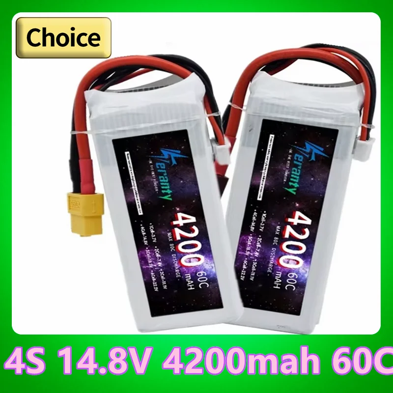 

Lipo Battery 14.8V 4200mAh 60C Max 80C For RC Quadcopter Truck Drone parts battery 14.8 V 4S Lipo T XT60 XT90 EC5 Connector