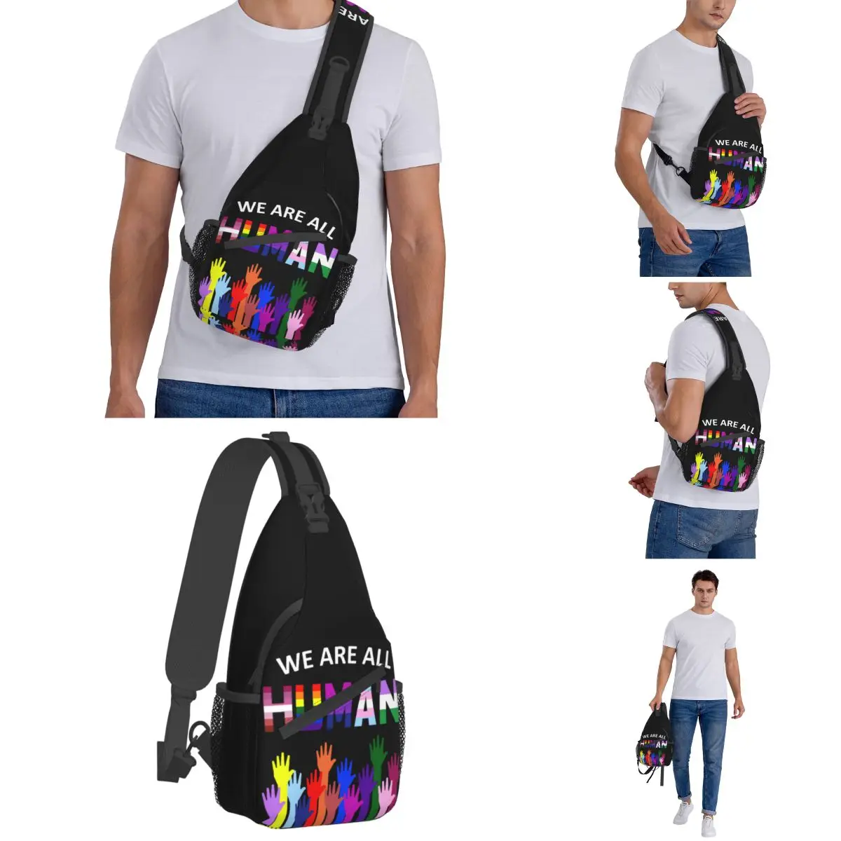 LGBT Rights Pride Sling Bag petto Crossbody spalla zaino sport all'aria aperta zaini siamo tutti sacchetti di scuola modello umano