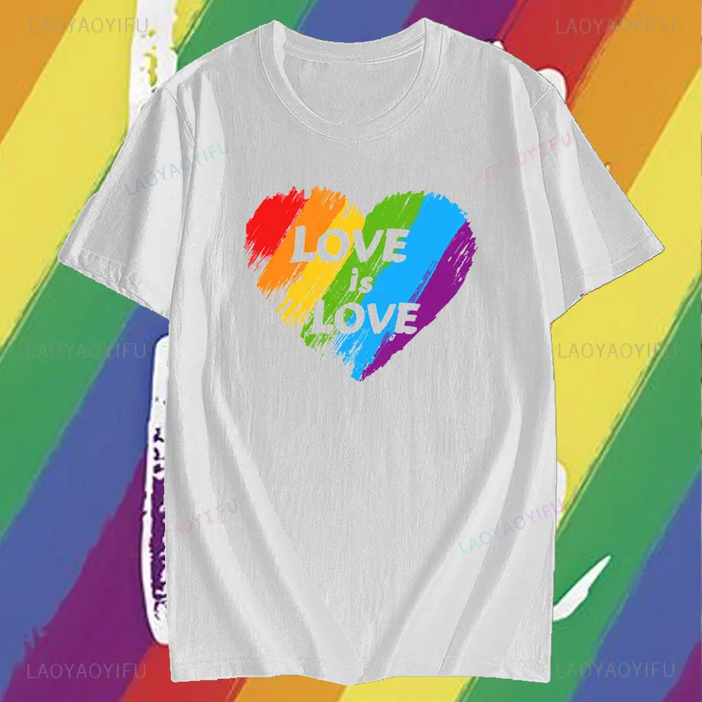 Love Is Love Heart Hipster T-Shirts LGBT Pride Month Lesbian Gay Bisexual Transgender Men Cotton Fabric Streetwear TShirt O-Neck