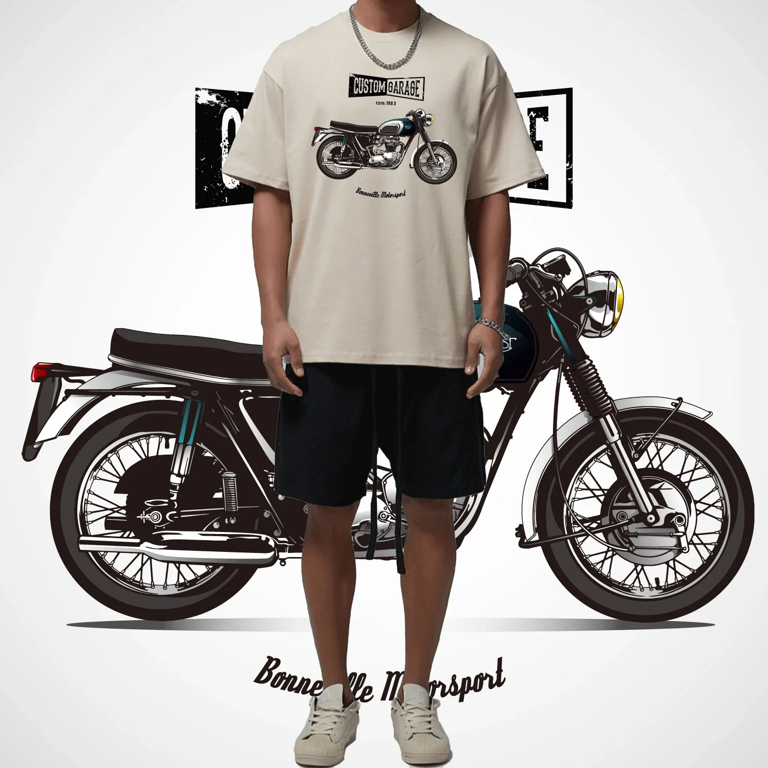 Motorcycle printed T-shirt for men fashionable hip-hop retro T-shirt plus size top Motorcycle graphic t shirts