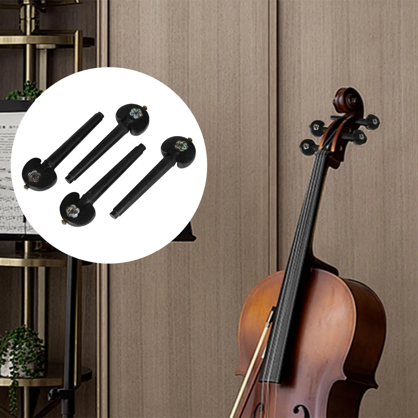 4x Cello Fiddle Tuning Pegs Set Performance Violin Fiddle Replacement Set Cello String Shaft Carved Pegs for Cellos Decorative