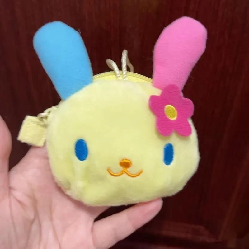 Cute Usahana Plush Coin Purse Wallet for Girls Kawaii Women Bag Keychains Bunny Head Face Mini Coin Pouch Storage Organizer Bag