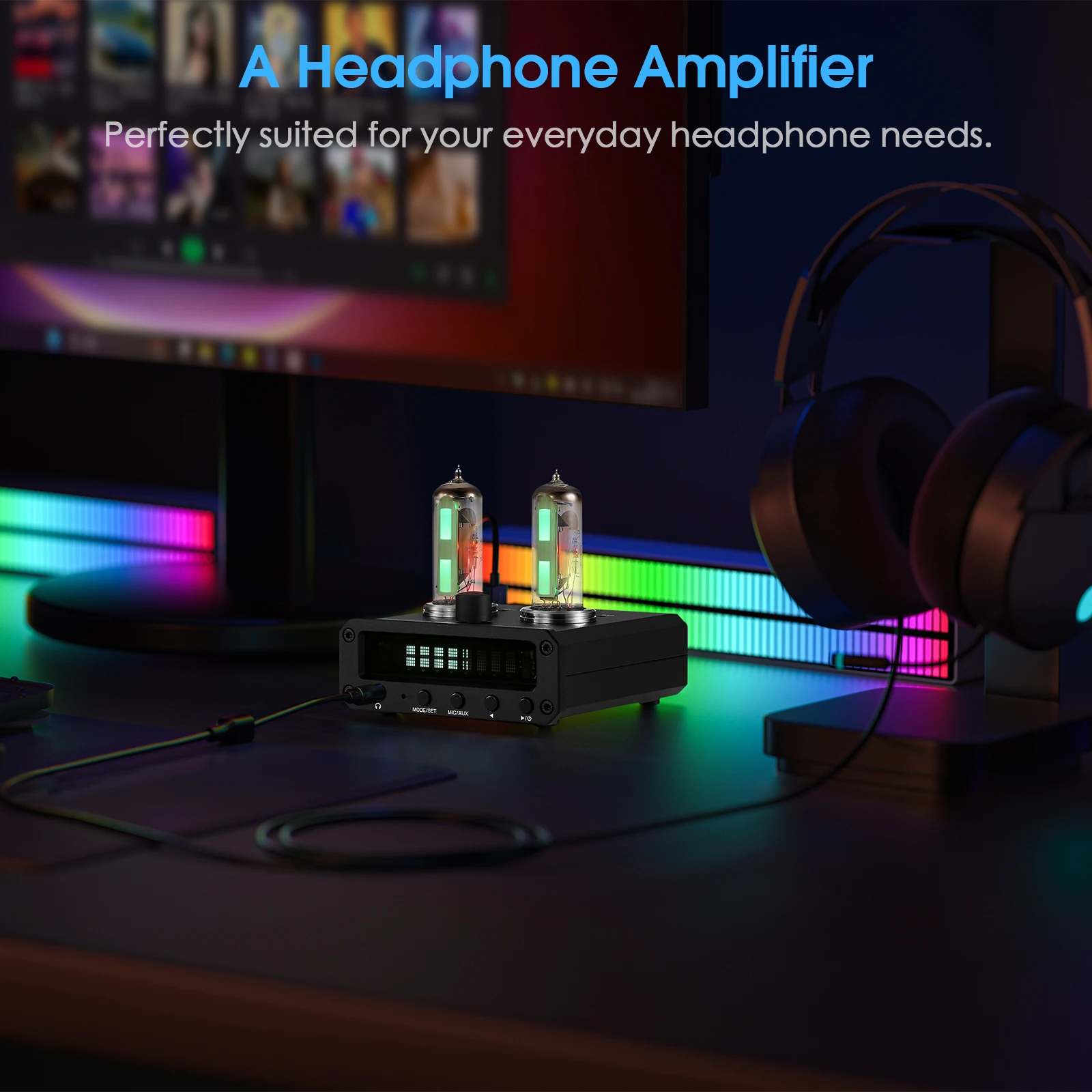 Douk Audio P2-FM Magic 6E2 Vorverstärker Stereo-Kopfhörerverstärker Schallpegelanzeige FM-Radiouhr