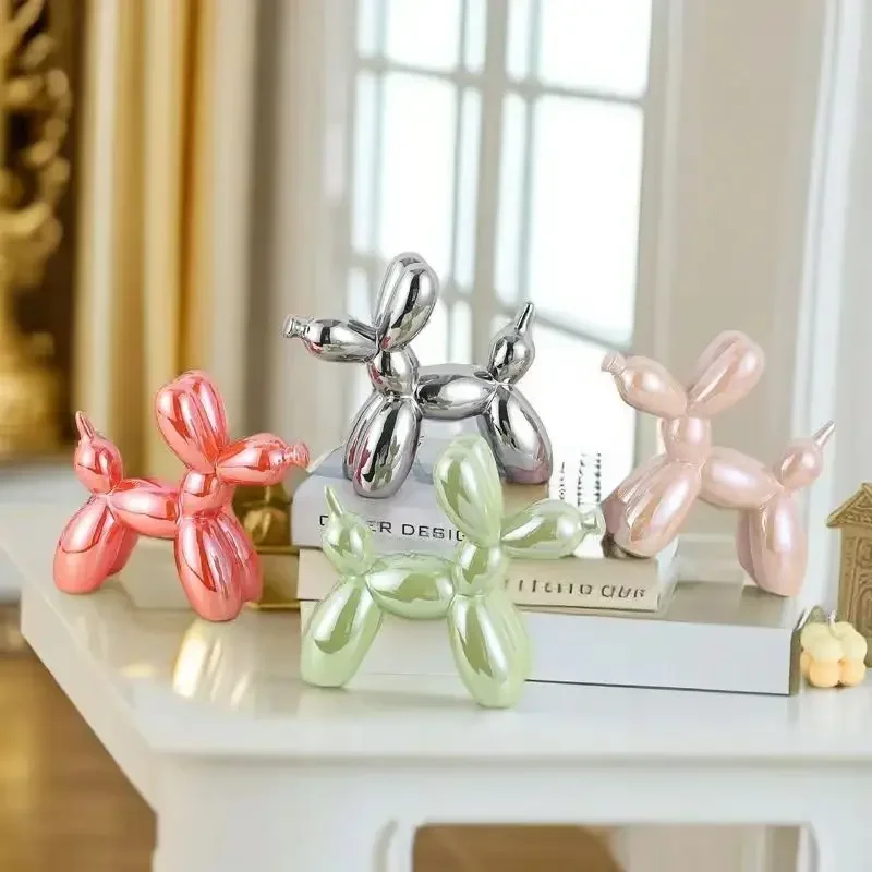 11cm Mini Ceramic Balloon Dog Sculpture Modern Abstract Art Decor for Home Office Cute Desk Accessory Gift Idea for Pet Lovers