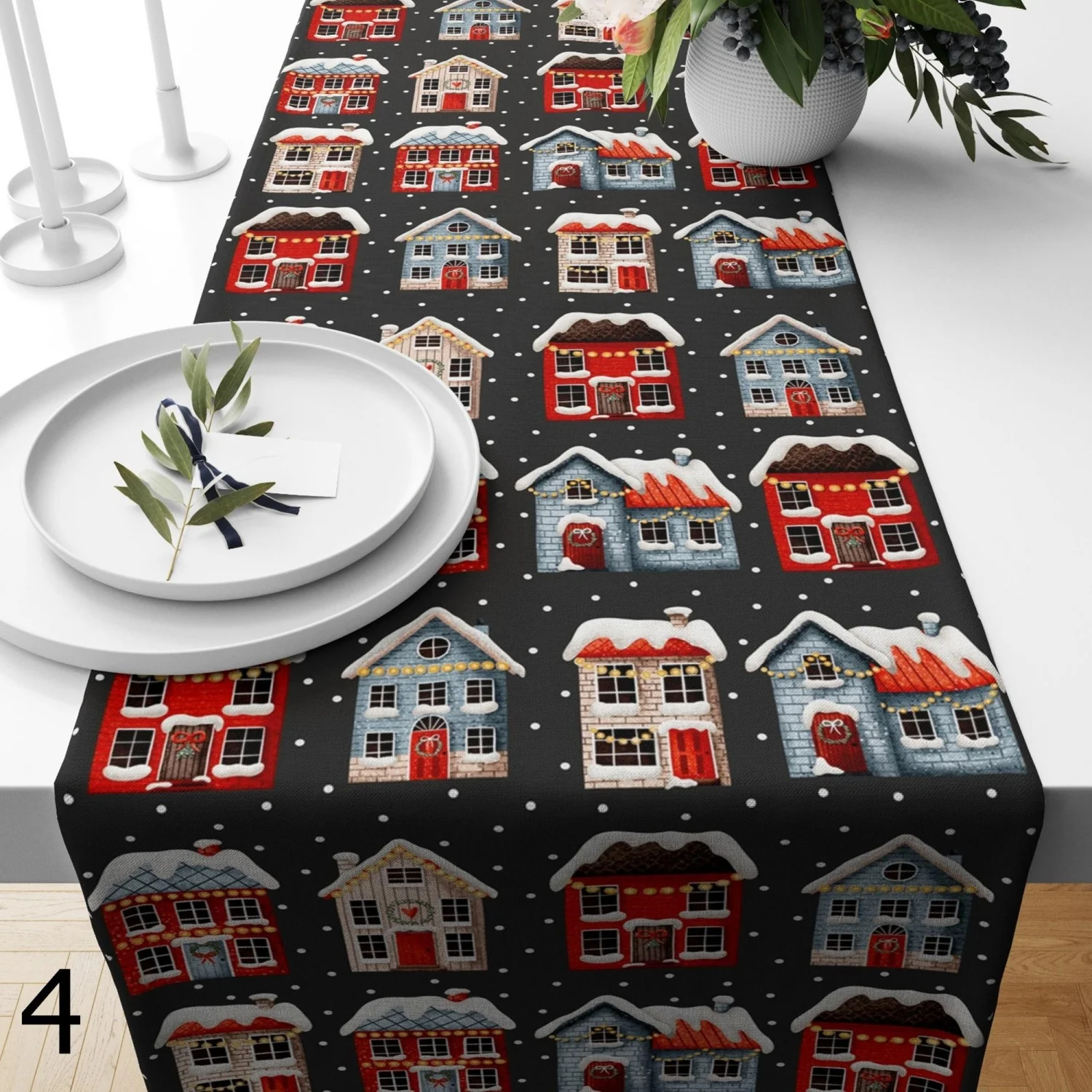 مفرش طاولة سانتا كلوز لعيد الميلاد، مفرش طاولة جنوم لعيد الميلاد، مفرش طاولة جولي لعيد الميلاد، مفرش طاولة القهوة الشتوي هولي #4