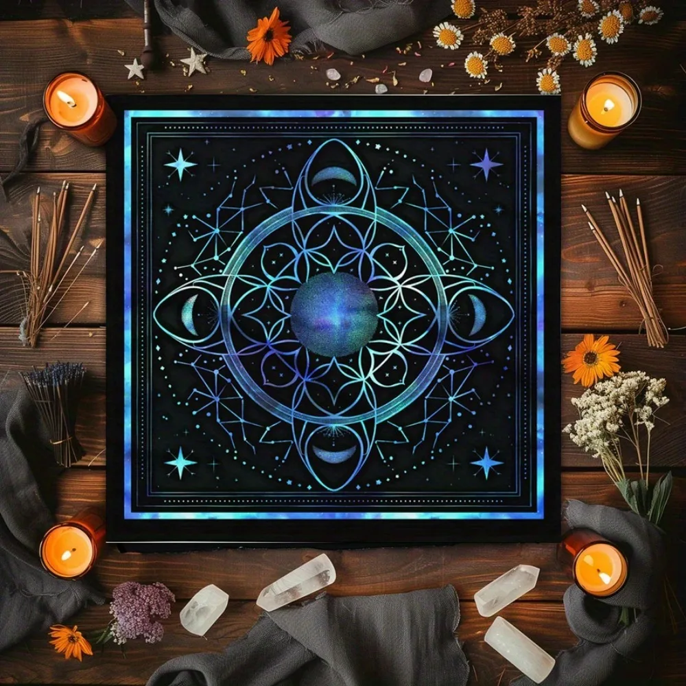 Tablecloth Multiple Sizes Digital Print Celestial Mandala Life Tree Starry Design Polyester Fabric Witchcraft Astrology Bohemian