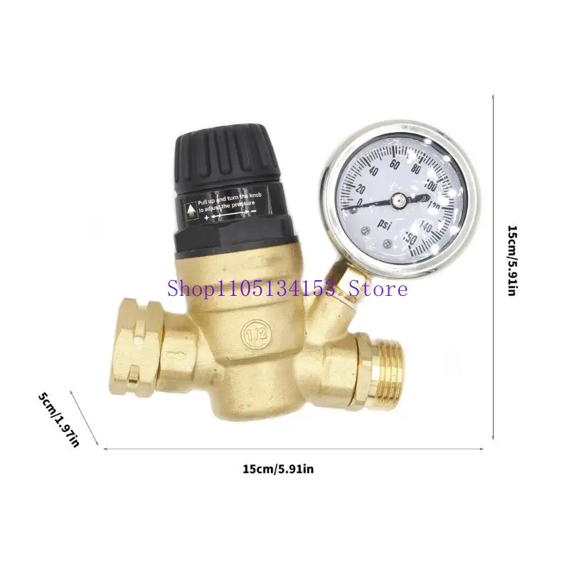 Hg89 مخفض ضغط المياه RVs صمامات منظم ضغط المياه مع مقاييس 160PSI مدخل مرشحات فحص مقبض قابل للتعديل #6
