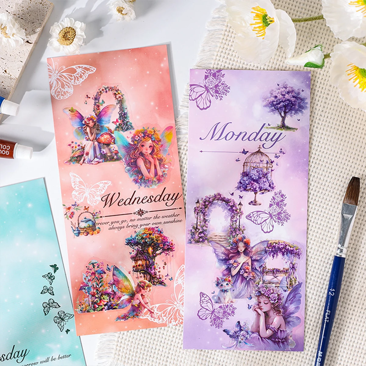 20 ورقة/عبوة من ورق الحرف اليدوية المتدرج بالألوان المائية، وأنماط الأزهار والفراشة، ورق تزيين غير لاصق يمكنك صنعه بنفسك