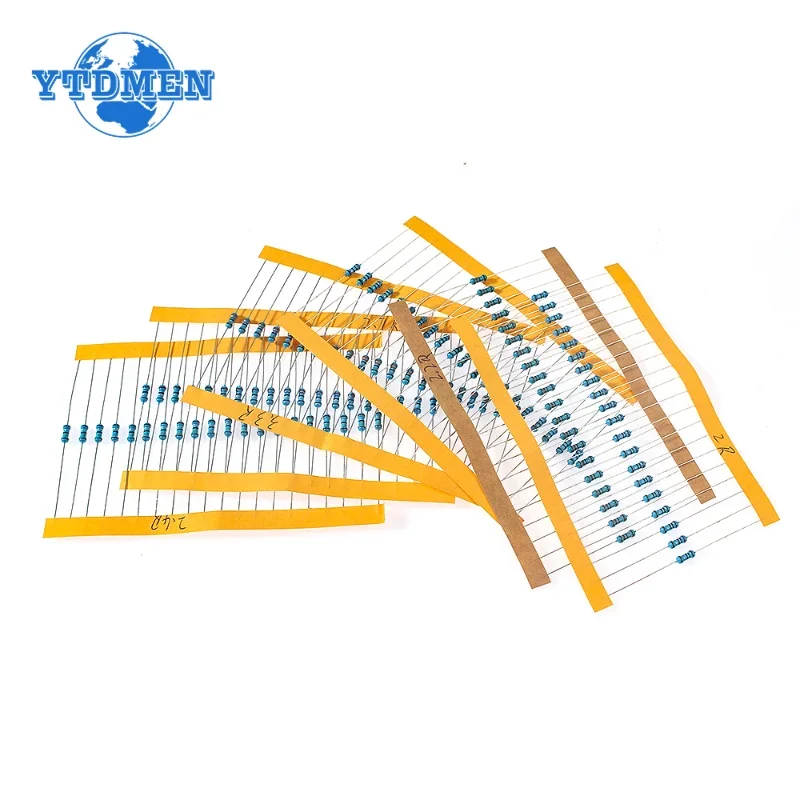 120PCS Metal Film Resistor Kit 1/4w 1% Resistance 2ohm 2.2ohm 2.4ohm 2.7ohm 3ohm 3.3ohm for Car Airbag Repair Resistor 0.25w