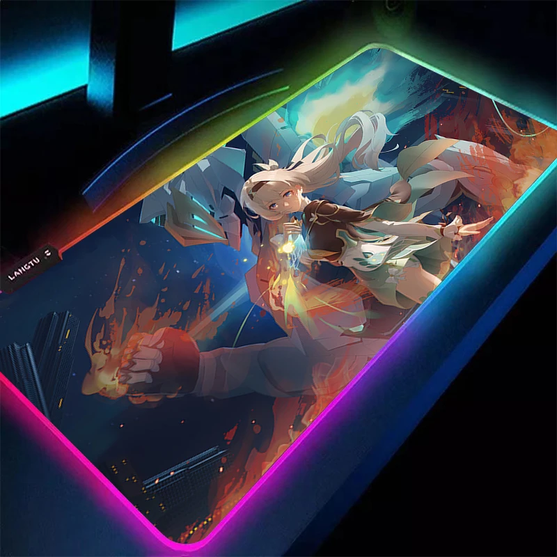 Mouse Pad Anime Gamer RGB Computer Honkai Star Rail Firefly Mousepad Gaming Accessories Tablet Varmilo Keyboard Pad LED Desk Mat