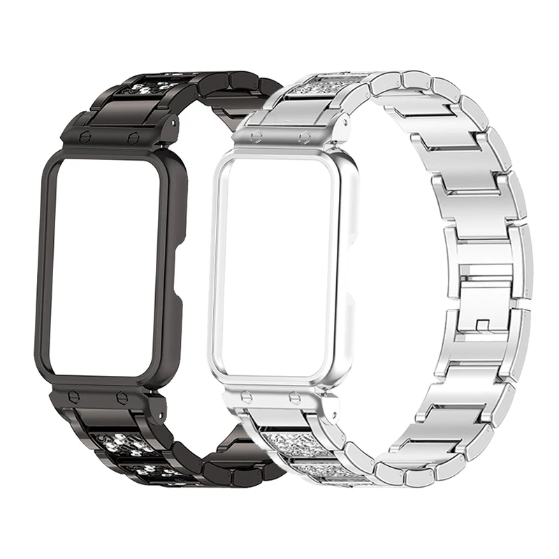 pulseira-de-diamante-para-samsung-galaxy-fit-3-capa-protetora-para-samsung-galaxy-fit-3-pulseira-de-metal-armacoes-de-capa-protetora