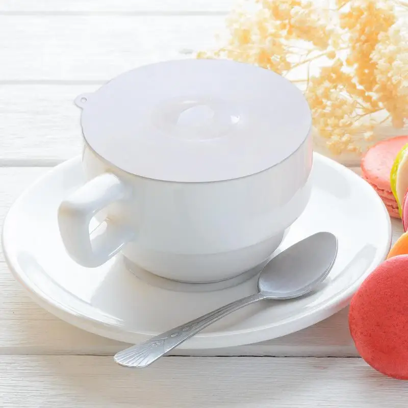 Silicone White Cup Cover Bowl Lid Heat-resistant S M L Prevent Dust and Flies Universal Leakproof Reusable Safe Grade