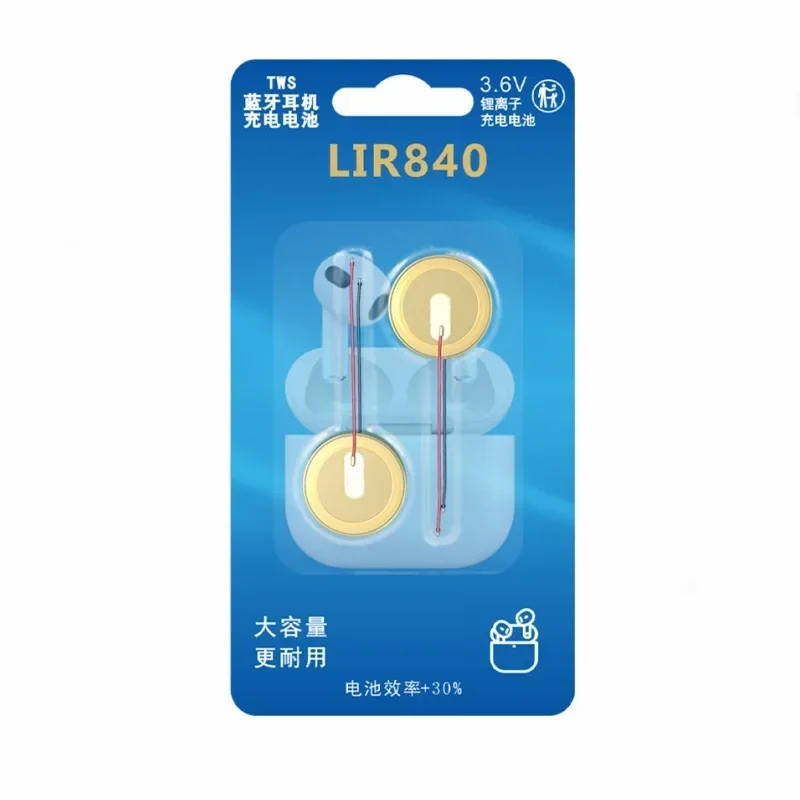 2PCS 3.6V 18mAh LIR840 steel shell battery for TWS Bluetooth headset battery Rechargeable Batteries