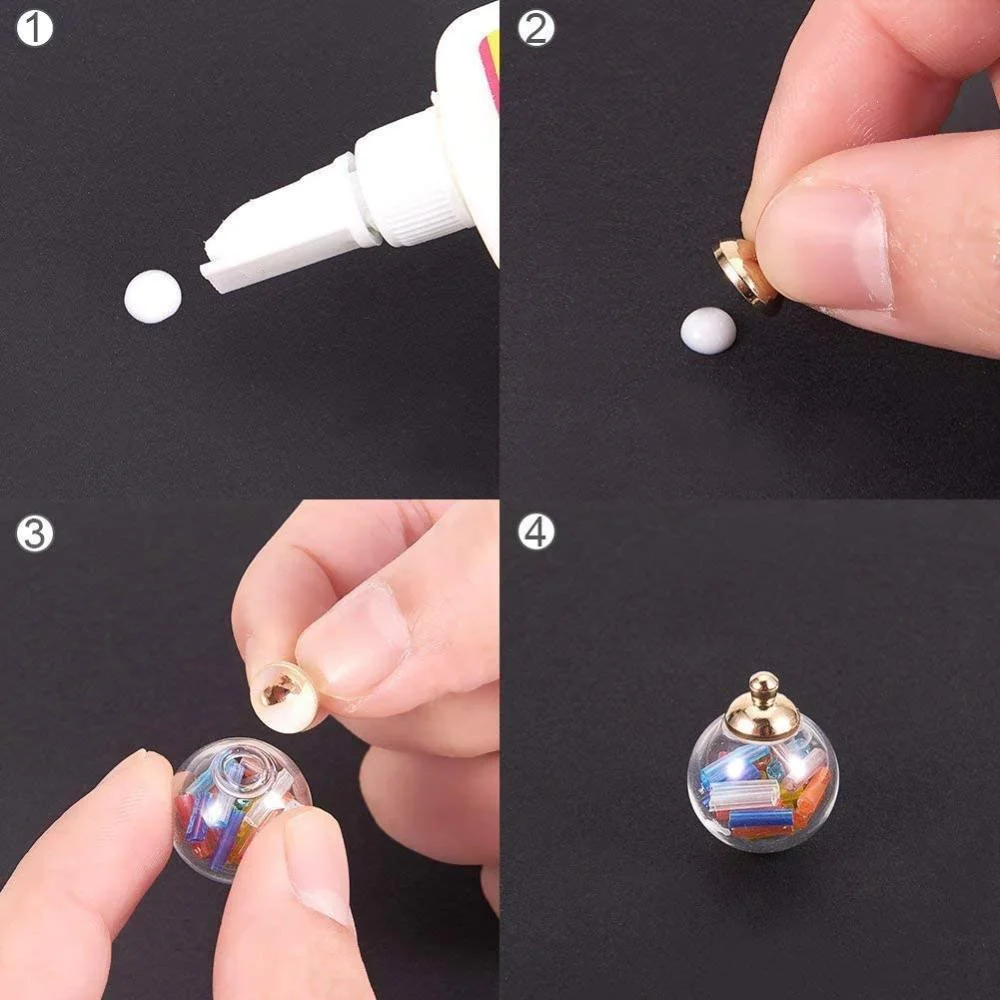 1 zestaw 30 sztuk DIY zestaw do robienia wisiorków, okrągłe mechanizowane dmuchane szklane koraliki w kształcie kuli, przezroczyste szklane kule wisiorki do butelek — zdjęcie 4