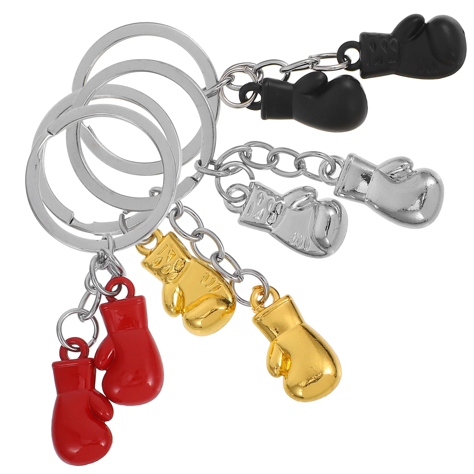 4 Pcs Boxing Keychain Gloves Bag Hanging Pendant Boxers Punching Pendants Charms Zinc Alloy Mini Keyring Sports Child