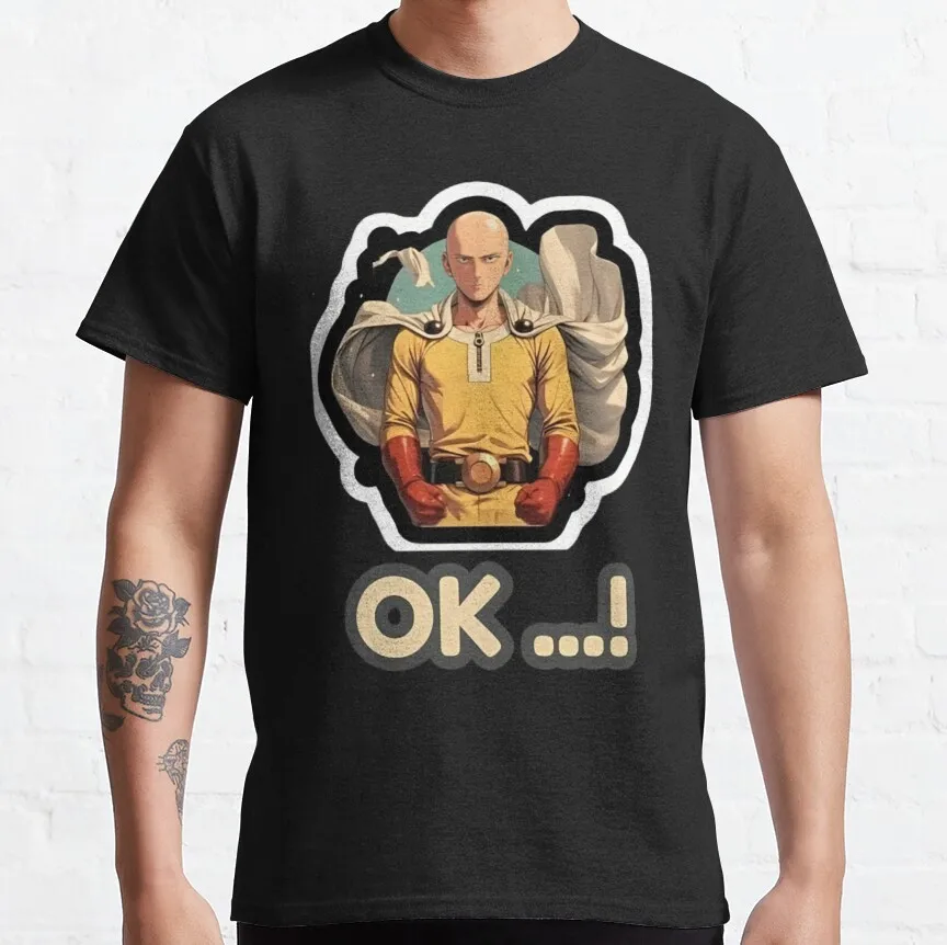OK Sticker...! A Hero For Fun Saitama Gift T-shirt for Anime lover One Punch Man Manga Print Graphic Clothes All Size Tops S-6XL