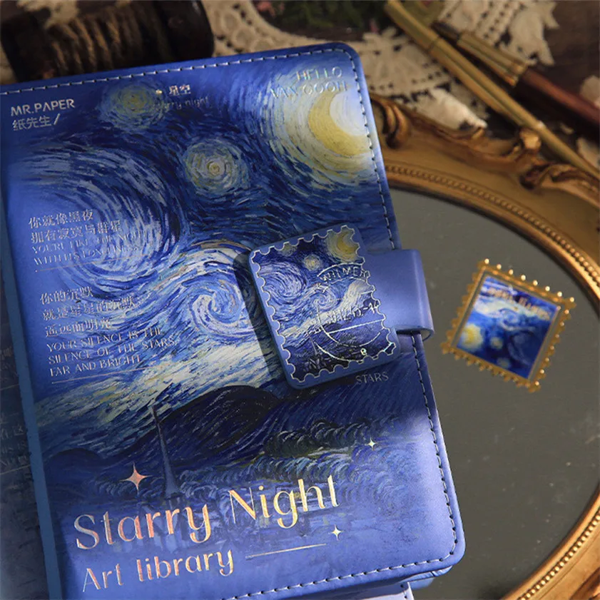 Imagem -05 - Vintage Agenda Journal Notepad Scrapbooking Cadernos Material de Papel Ouro Diário Van Gogh 2023