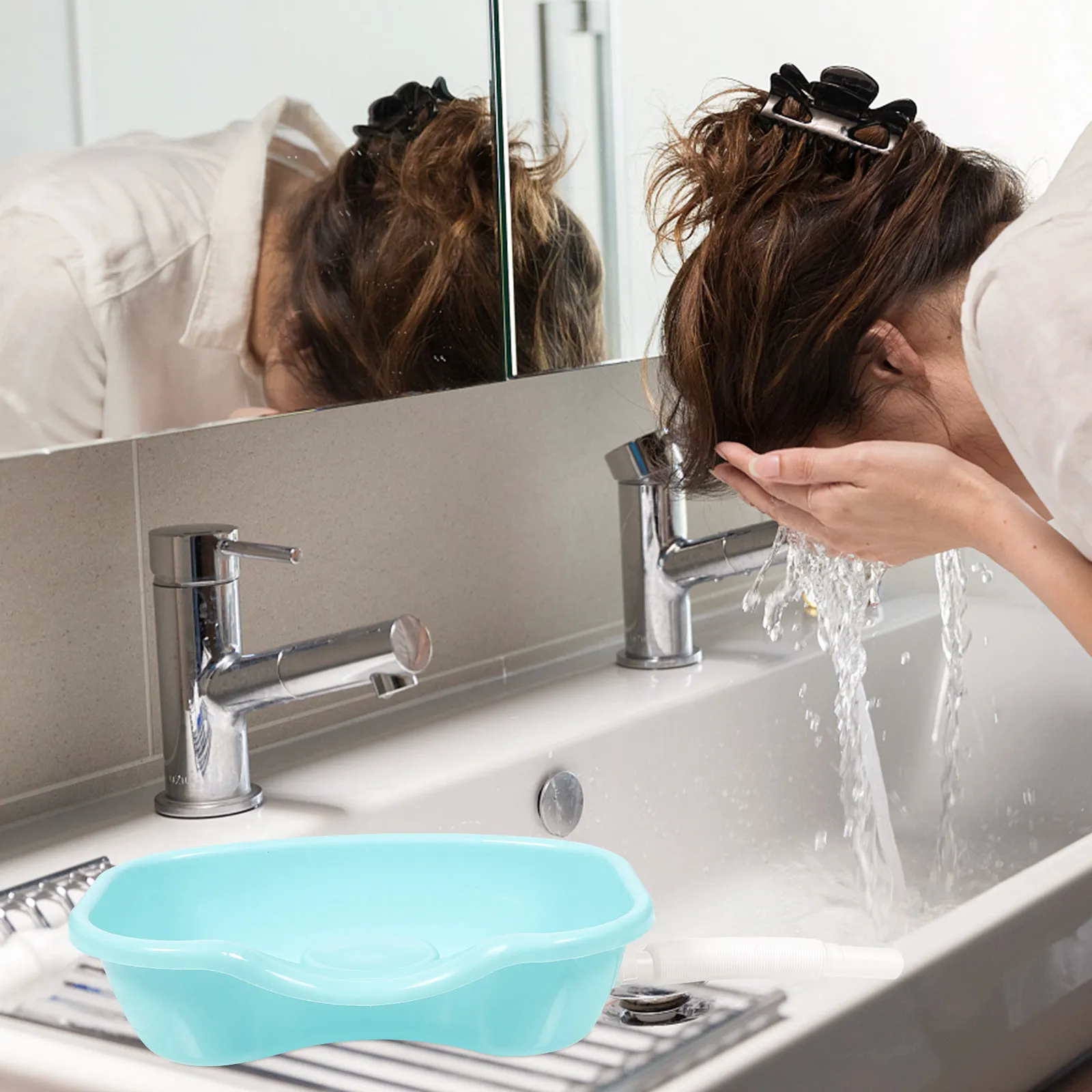 

Портативная раковина для мытья волос (1 шт.) – эргономичная подставка-таз для мытья головы, подходит для инвалидов, беременных и пожилых людей
