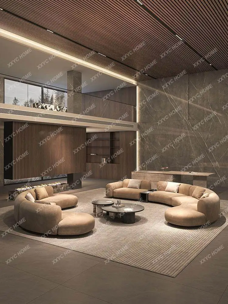 Minimalist large apartment curved semi-circular sofa popular hotel restaurant house front hall special-shaped reception
