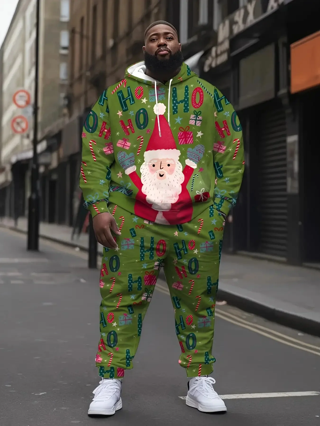 

New Santa Claus 3D Print Hoodie + Pants Two Piece Set Men Women Fashion 2Pcs Sports Christmas Tracksuit Suit Men Clothing Winter